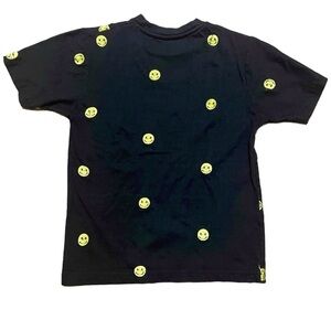 Boys black happy face embroidered short sleeve tee